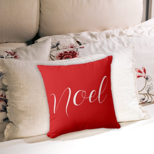 Minimalist Elegant Dark Red Plain Noel Christmas Throw Pillow (Creator Uploaded)