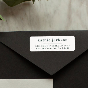 Minimalist Elegant Dark Teal Blue Return Address Label