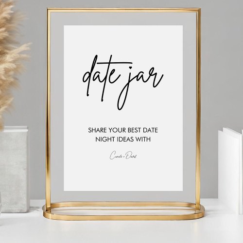 Minimalist Elegant Date Jar Ideas Sign