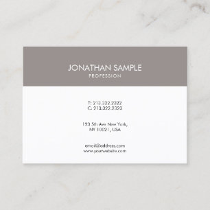 Minimalist Elegant Design Brown White Plain Trendy Business Card