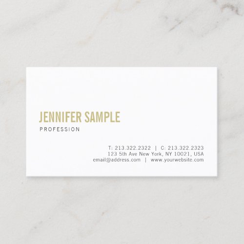 Minimalist Elegant Design Gold White Plain Trendy Business Card