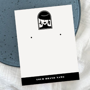 Minimalist Elegant Display Earrings Black Logo  Business Card