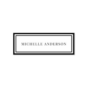 Minimalist Elegant Double Boarder Name Self-inking Stamp