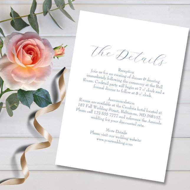 Minimalist Elegant Dusty Blue Wedding Details Enclosure Card (Creator Uploaded)