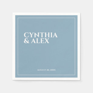 Minimalist Elegant Dusty Blue Wedding  Napkins