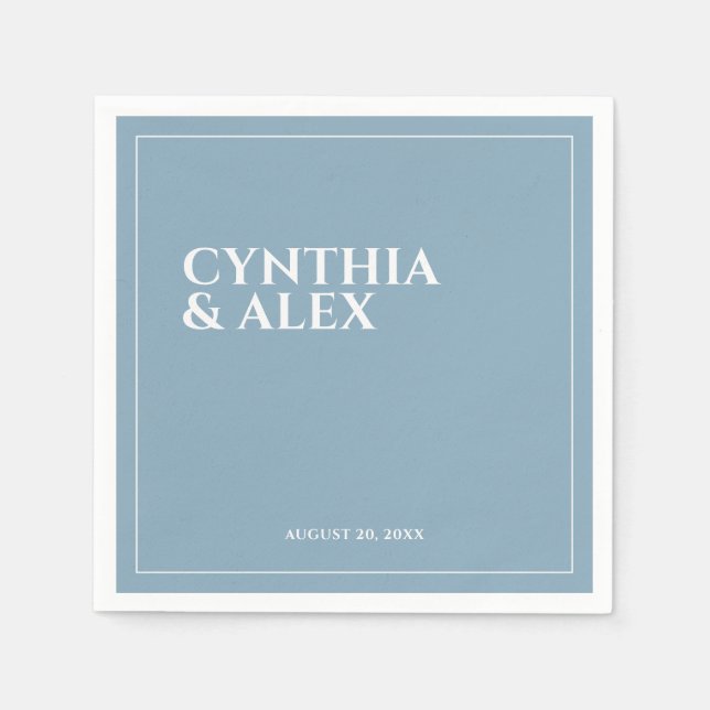 Minimalist Elegant Dusty Blue Wedding  Napkins (Front)