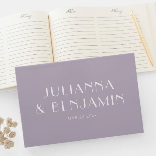 Minimalist Elegant Dusty Lilac Wedding Guest Book