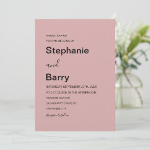 Minimalist Elegant Dusty Pink Wedding Invitation