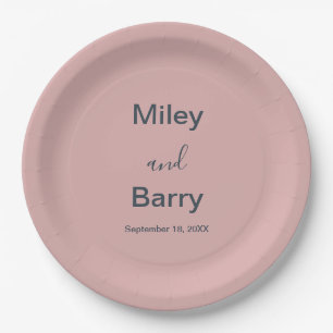 Minimalist Elegant Dusty Pink Wedding Paper Plates