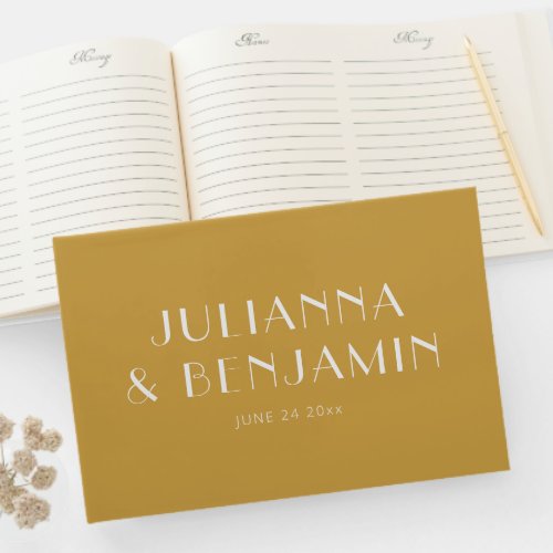 Minimalist Elegant Dusty Yellow Custom Wedding Guest Book