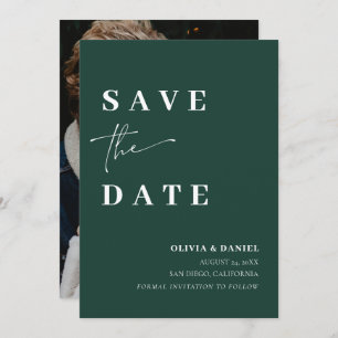 Minimalist Elegant Emerald Green Save the Date Invitation