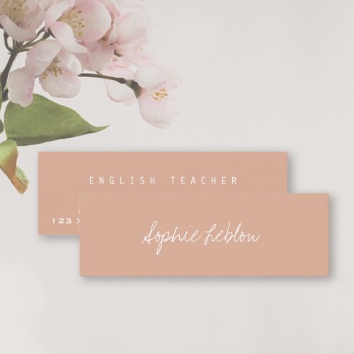 Minimalist Elegant English Teacher Dusty Rose Mini Business Card