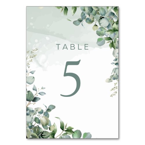 Minimalist Elegant Eucalyptus Sage Green Wedding Table Number