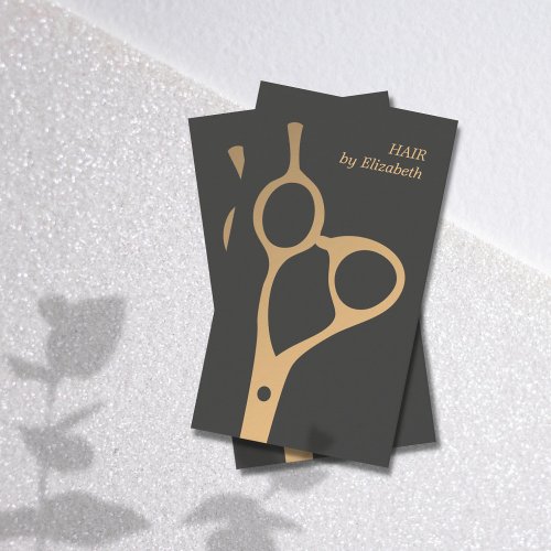 Minimalist Elegant Faux Gold Grey Hair Stylist Business Card