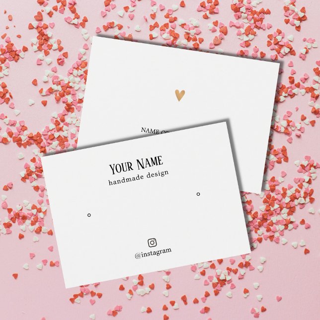 Minimalist Elegant Faux Gold Heart Earring Card (Creator Uploaded)