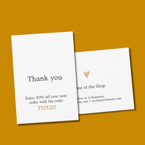 Minimalist Elegant Faux Gold Heart Shop Discount C Thank You Card