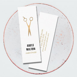 Minimalist Elegant Faux Gold White Hair Stylist Mini Business Card