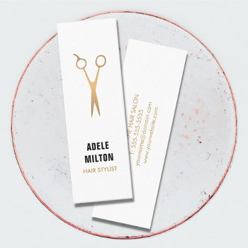 Minimalist Elegant Faux Gold White Hair Stylist Mini Business Card by pro_business_card at Zazzle