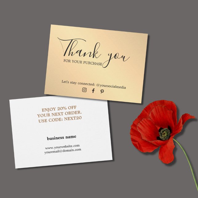 Minimalist Elegant Faux Golden Thank You Coupon (Creator Uploaded)