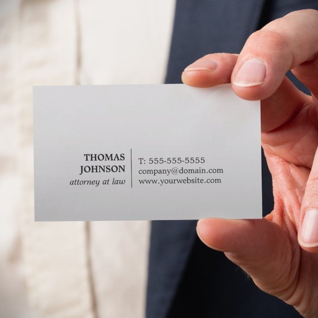 Minimalist Elegant Faux Silver Attorney at law  Business Card (Creator Uploaded)