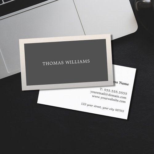 Minimalist Elegant Faux Silver Black Consultant  Business Card