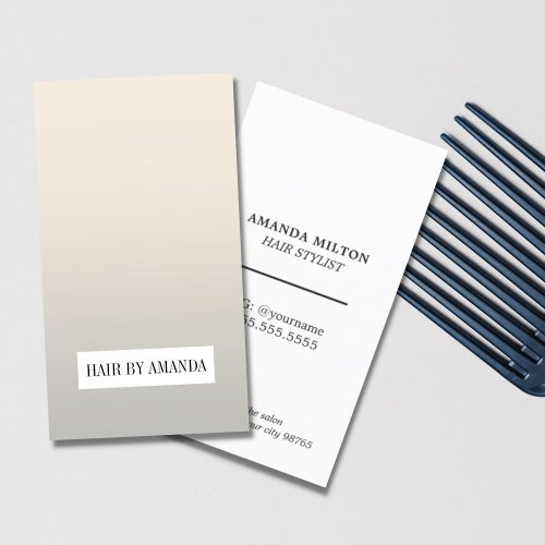 Minimalist Elegant Faux Silver White Hair Stylist Business Card