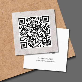 Minimalist Elegant Faux Stone Qr Code Consultant Square Business Card by pro_business_card at Zazzle