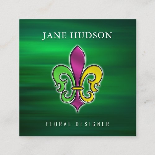 Minimalist Elegant Fleur De Lis Design Square Business Card