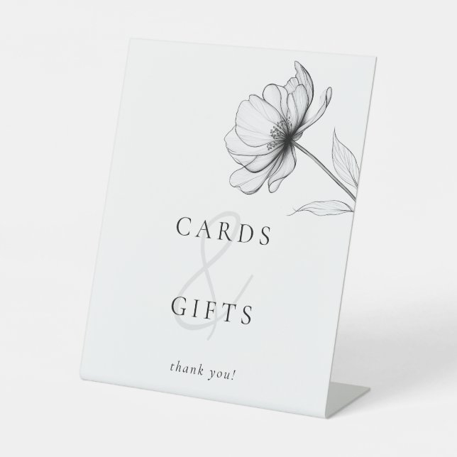 Minimalist Elegant Floral Cards And Gifts Pedestal Sign (Front)
