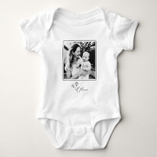 Minimalist Elegant Floral Mom  Baby Bodysuit