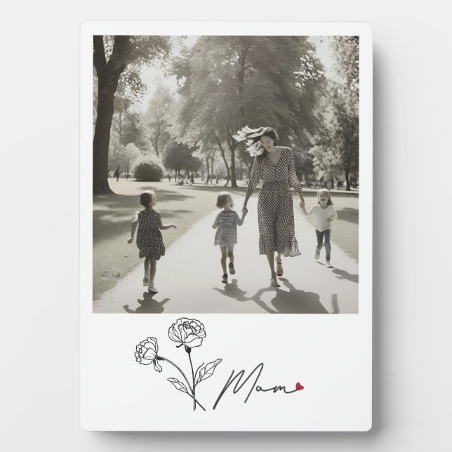 Minimalist Elegant Floral Mom  Plaque (Front)