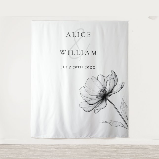 Minimalist Elegant Floral Photo Booth Backdrop (Front)