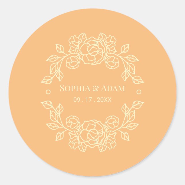 Minimalist Elegant Floral Simon Classic Round Sticker (Front)