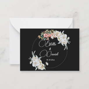 Minimalist Elegant Floral Wedding Circle Note Card