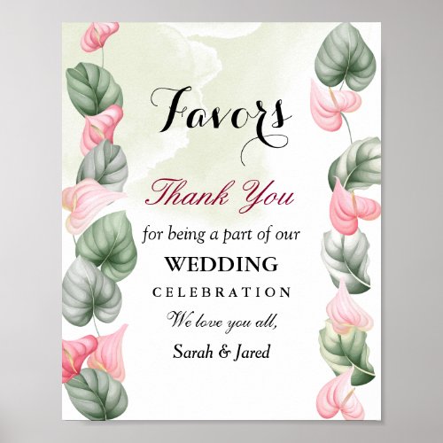 Minimalist Elegant Floral Wedding Favors Sign