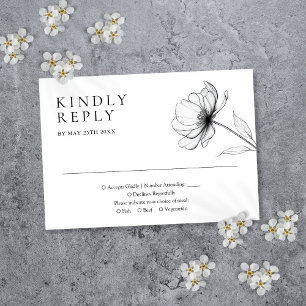 Minimalist Elegant Floral Wedding RSVP Card