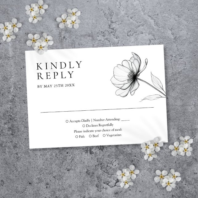 Minimalist Elegant Floral Wedding RSVP Card (Minimalist Elegant Floral Wedding RSVP Card)