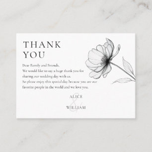 Minimalist Elegant Floral Wedding Thank You Place Card