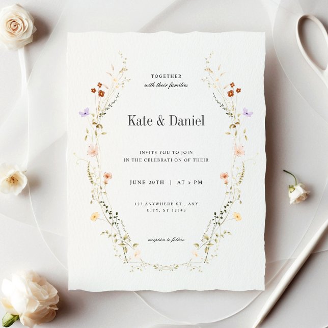 Minimalist Elegant Flowers Wedding Invitation (Creator Uploaded)