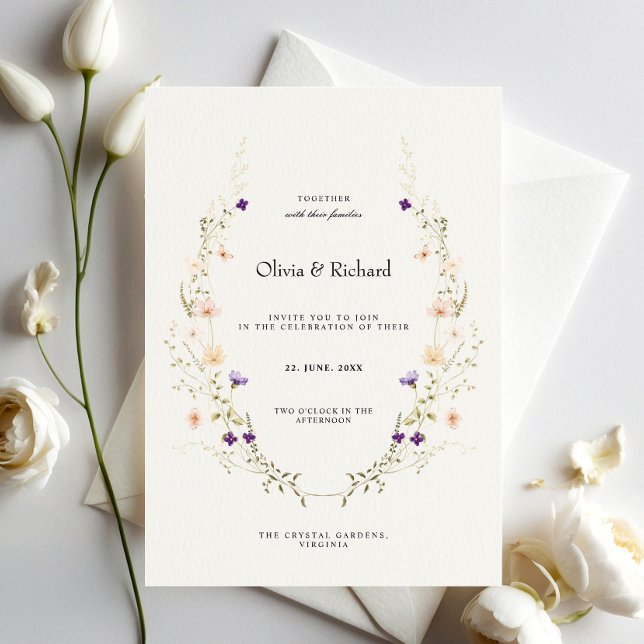 Minimalist Elegant Flowers Wedding Invitation (Creator Uploaded)