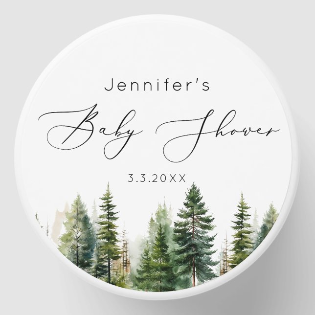 Minimalist elegant forest rustic baby shower  mini candle favors (Front)