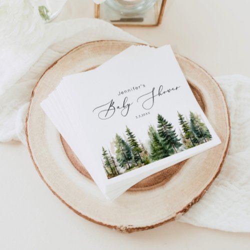 Minimalist elegant forest rustic baby shower napkins