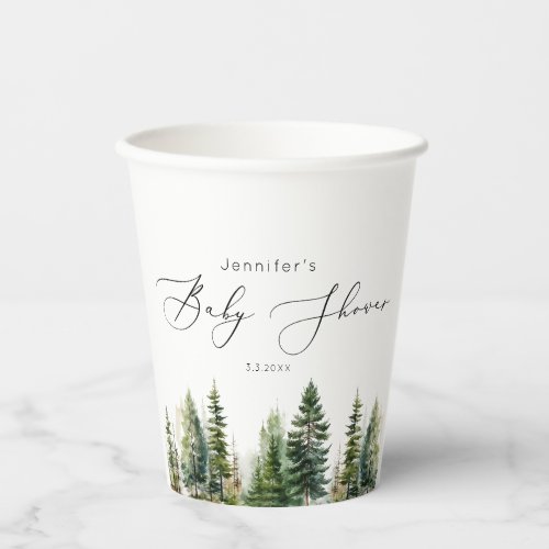 Minimalist elegant forest rustic baby shower paper cups