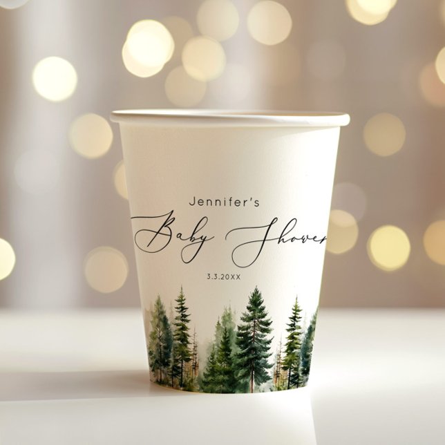 Minimalist elegant forest rustic baby shower paper cups (Creator Uploaded)