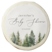 Minimalist elegant forest rustic baby shower sugar cookie (Front)