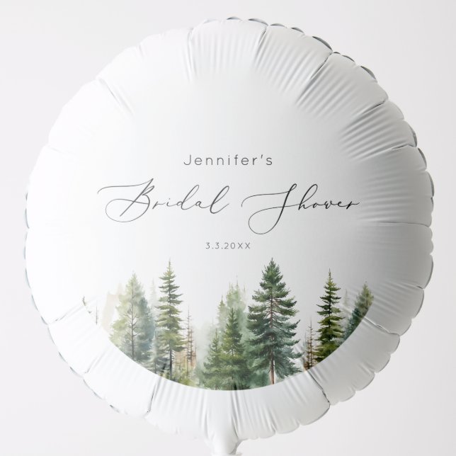 Minimalist elegant forest rustic bridal shower balloon (Front)