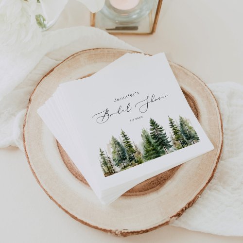 Minimalist elegant forest rustic bridal shower napkins