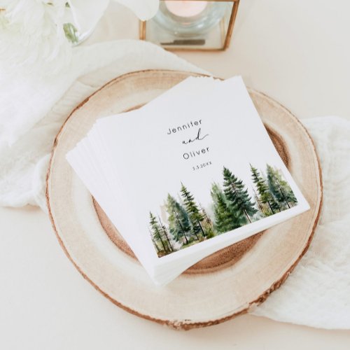 Minimalist elegant forest rustic wedding napkins