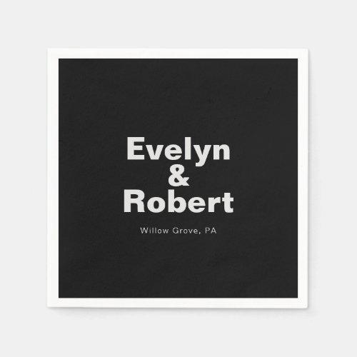 Minimalist Elegant Formal Black Wedding Napkins