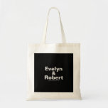 Minimalist Elegant Formal Black Wedding Tote Bag<br><div class="desc">This minimalist elegant formal black wedding tote bag is perfect for a rustic wedding. The design features a beautiful font in a black background to embellish your event.</div>